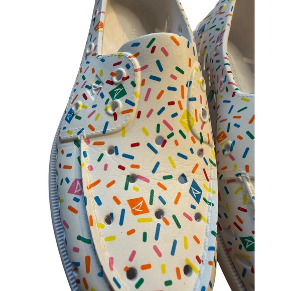 Sperry Authentic Original Float Boat Shoes White Multi Sprinkle Print Mens 9 - Picture 4 of 16